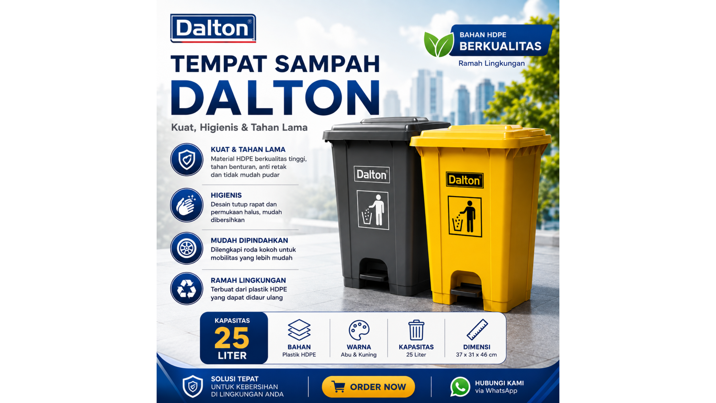Tempat Sampah Dalton 25 Liter HDPE
