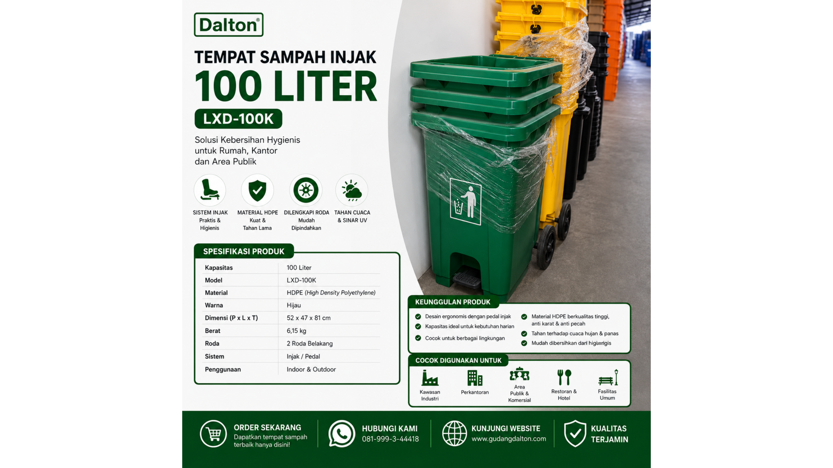Tempat Sampah Injak 100 Liter Dalton LXD 100K