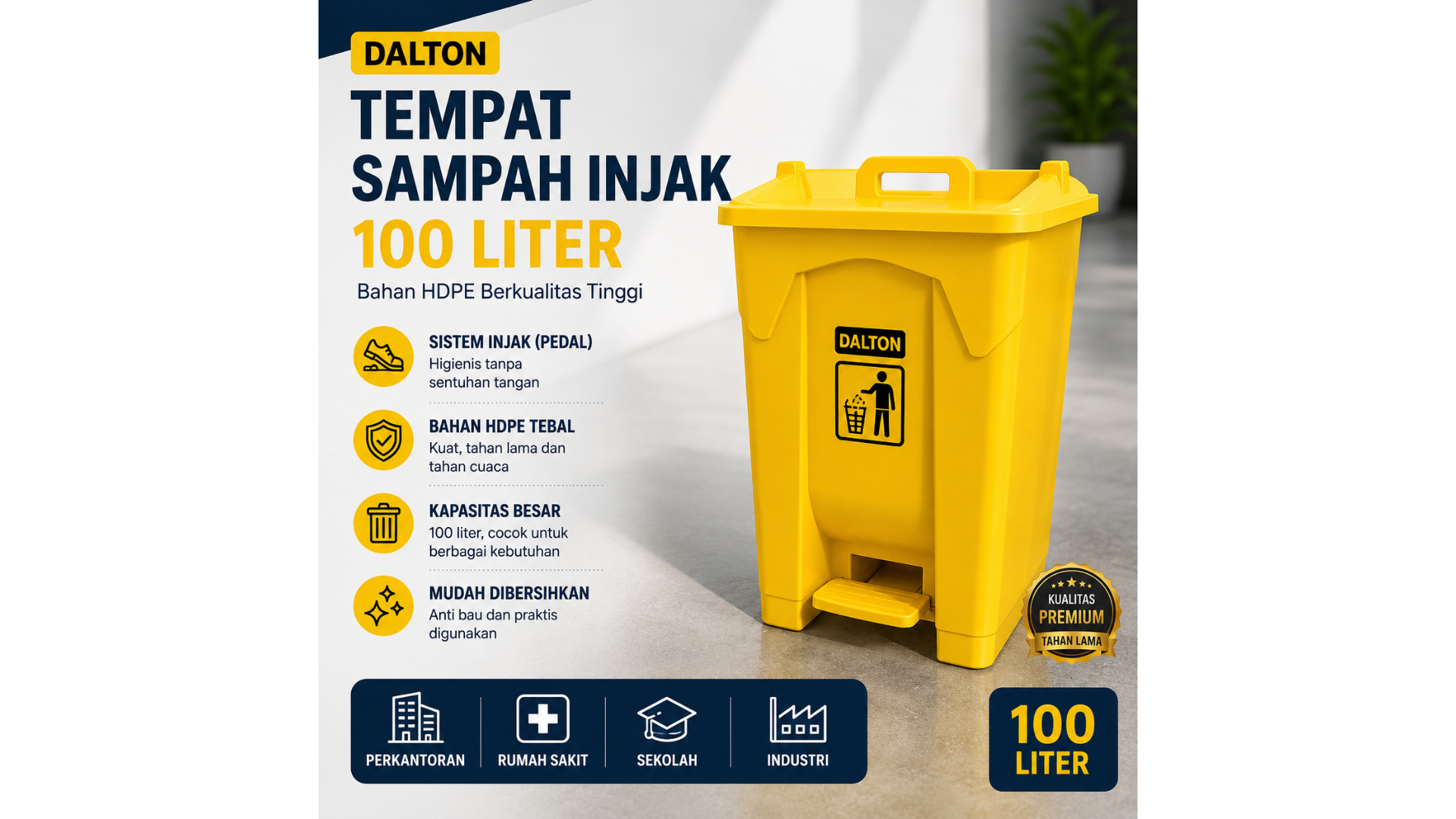 Tempat Sampah Injak 100 Liter Dalton ISD-100K
