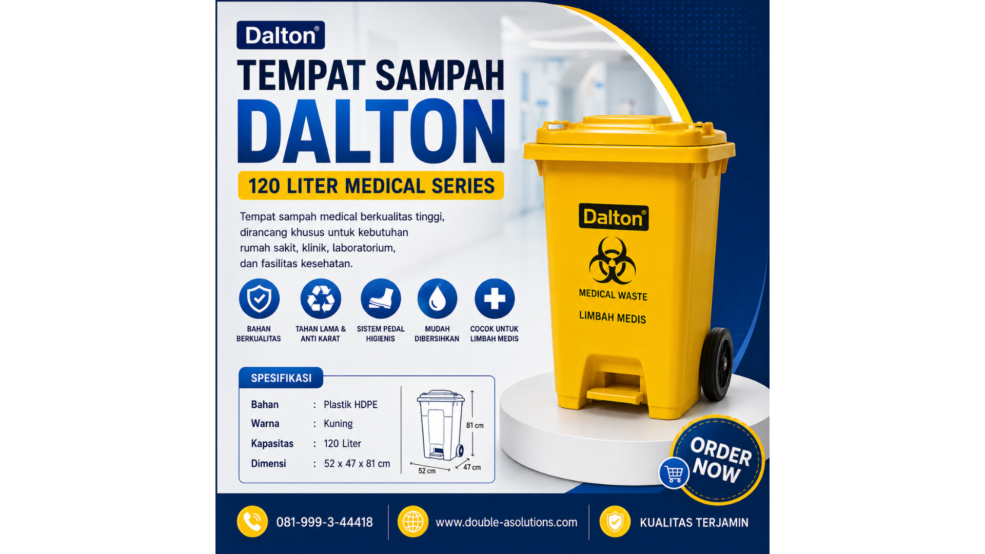 Tempat Sampah Medis Dalton 120 Liter
