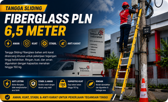 Tangga Fiberglass Denko FEL 2x12 6,5 Meter