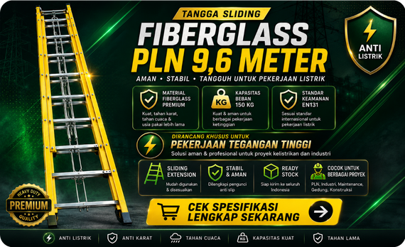 Tangga Sliding Fiberglass Denko FEL 2x16 9,6 Meter