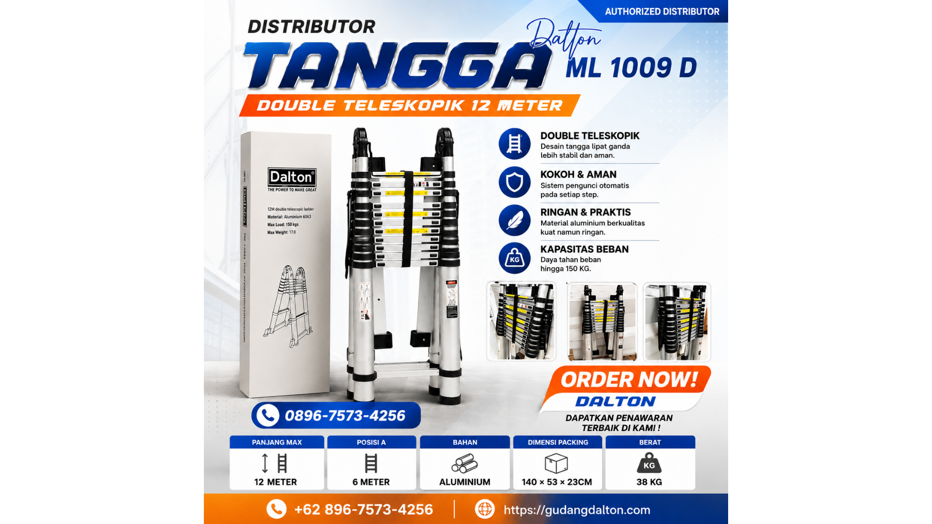 Tangga Double Teleskopik Dalton 12 Meter