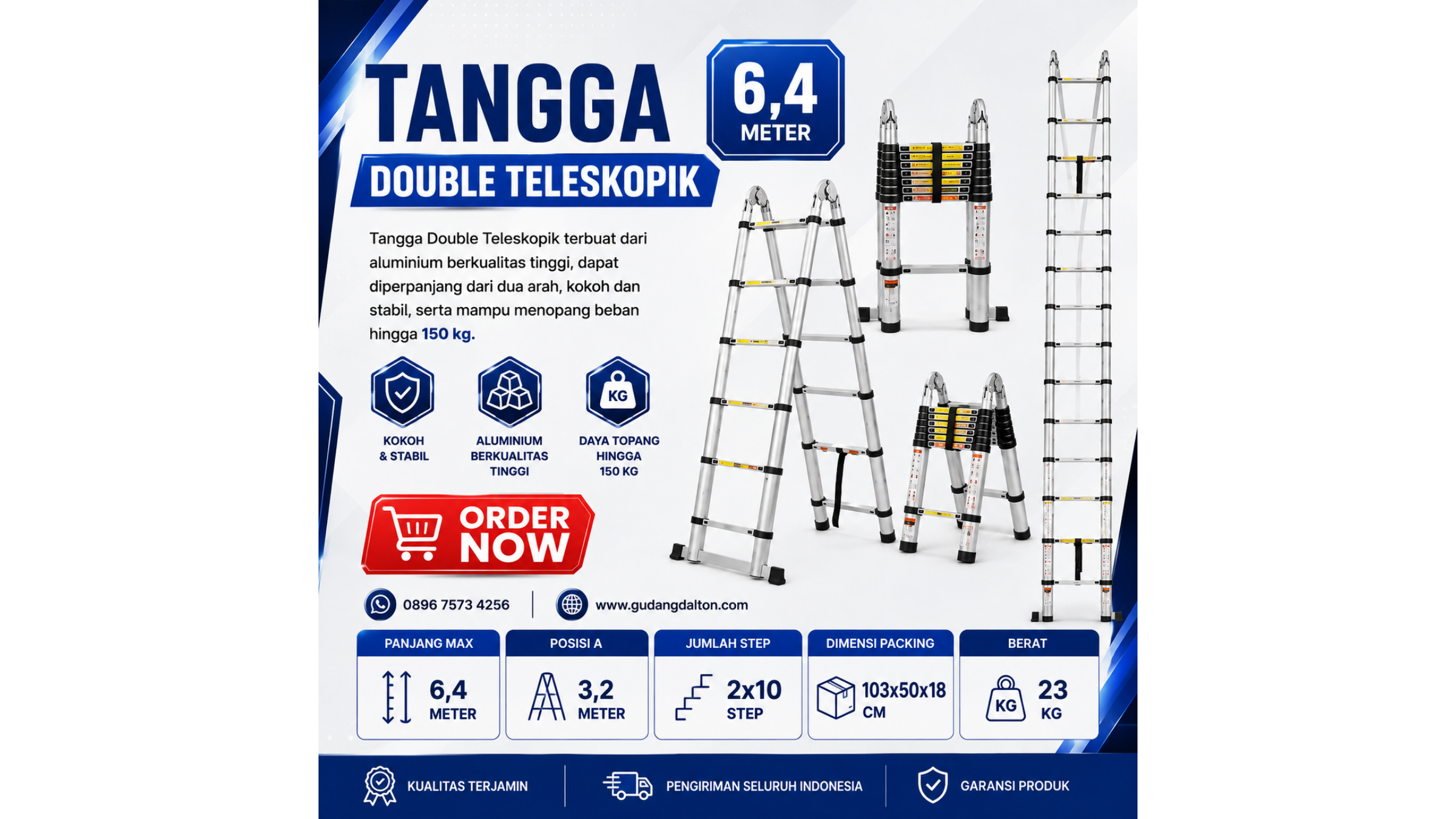 Tangga Double Teleskopik Dalton 6 Meter