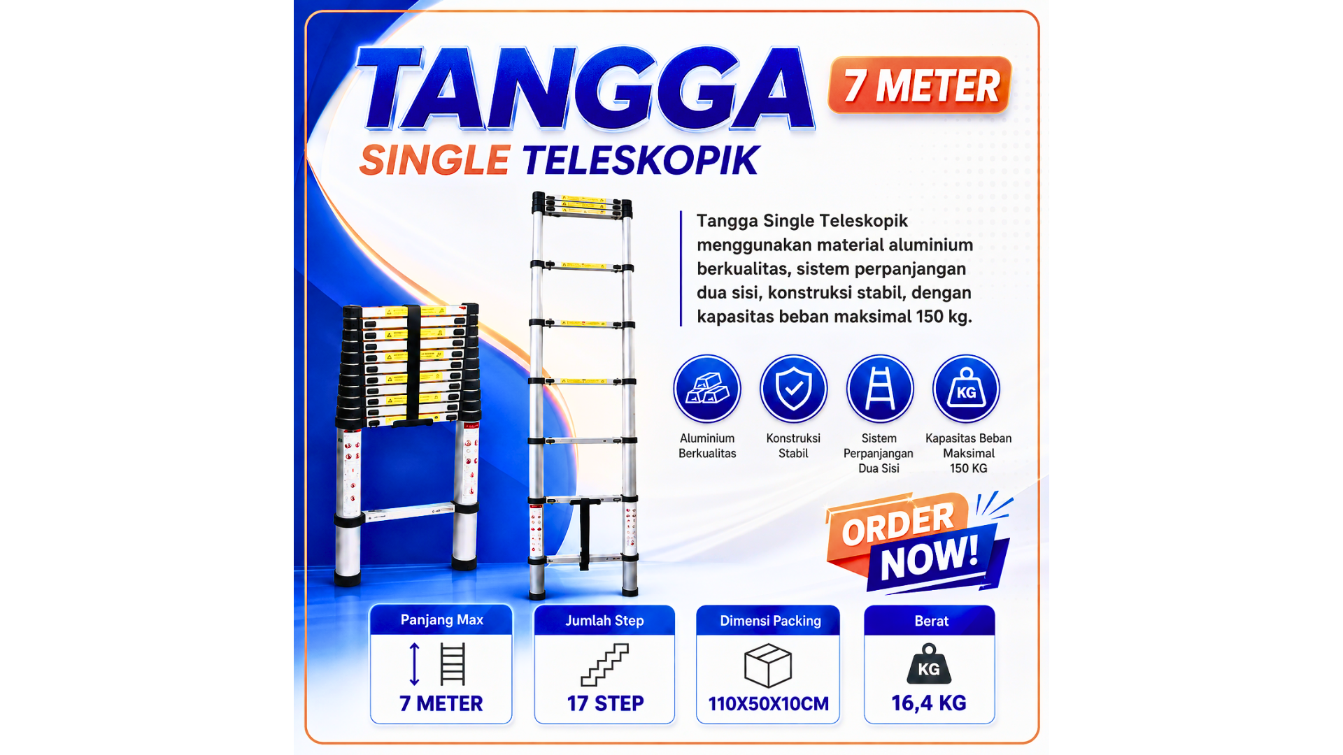 Tangga Single Teleskopik Dalton 7 Meter